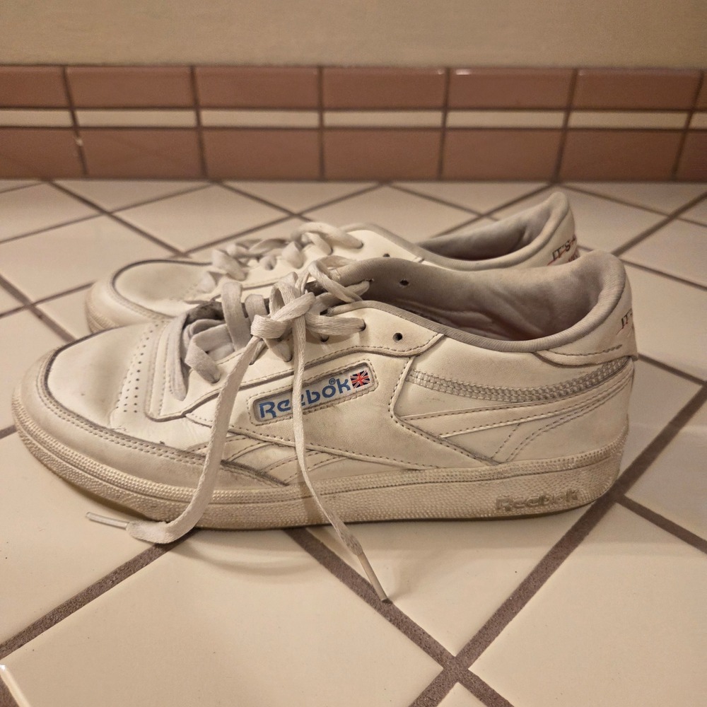 Reebok Club C 85 Its A Mans World Chalk White Leather Sneakers DV7359 Womens 8.5